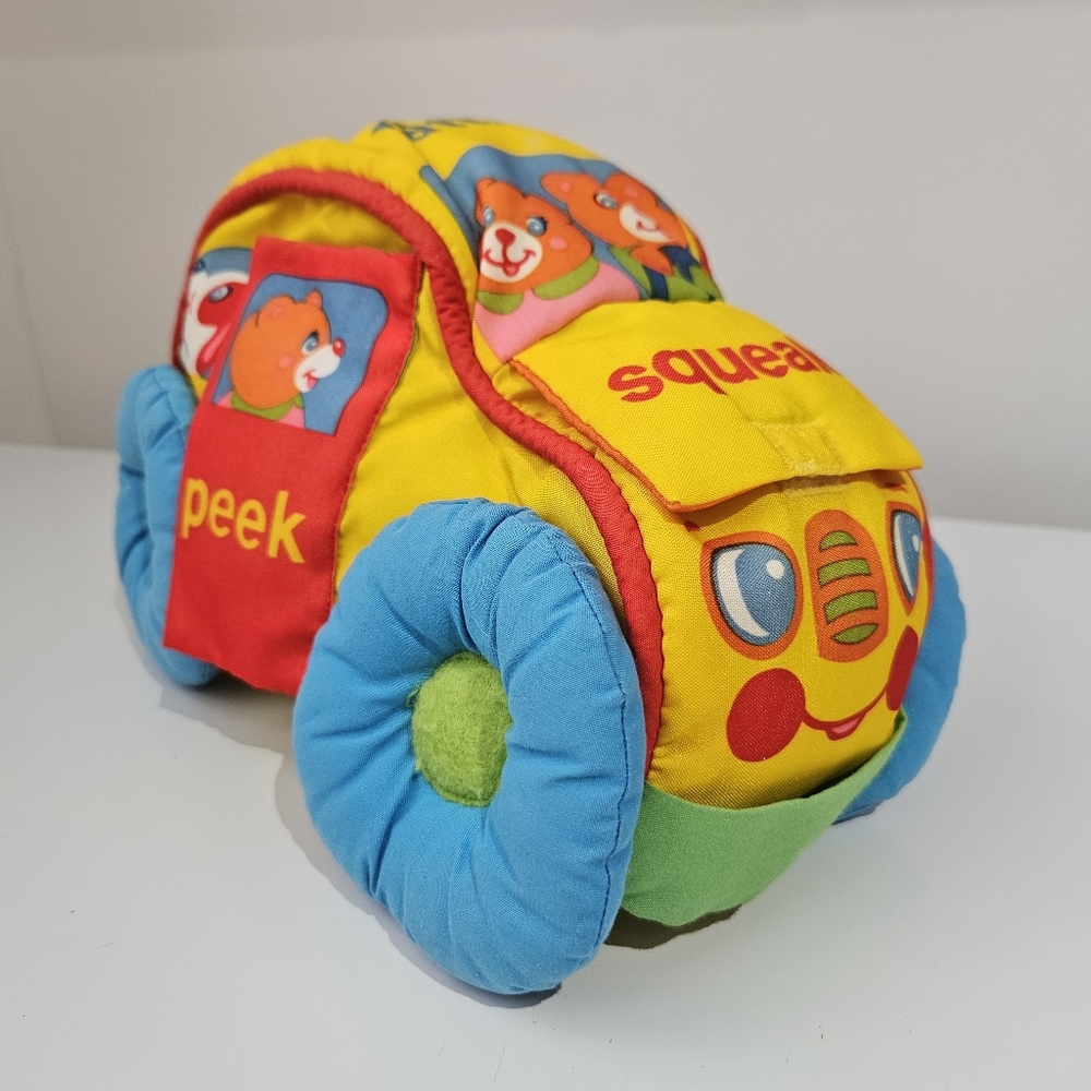 Playskool Busy Soft Vehicle Peek Rattle Squeak Crinkle Plush Car With Chime